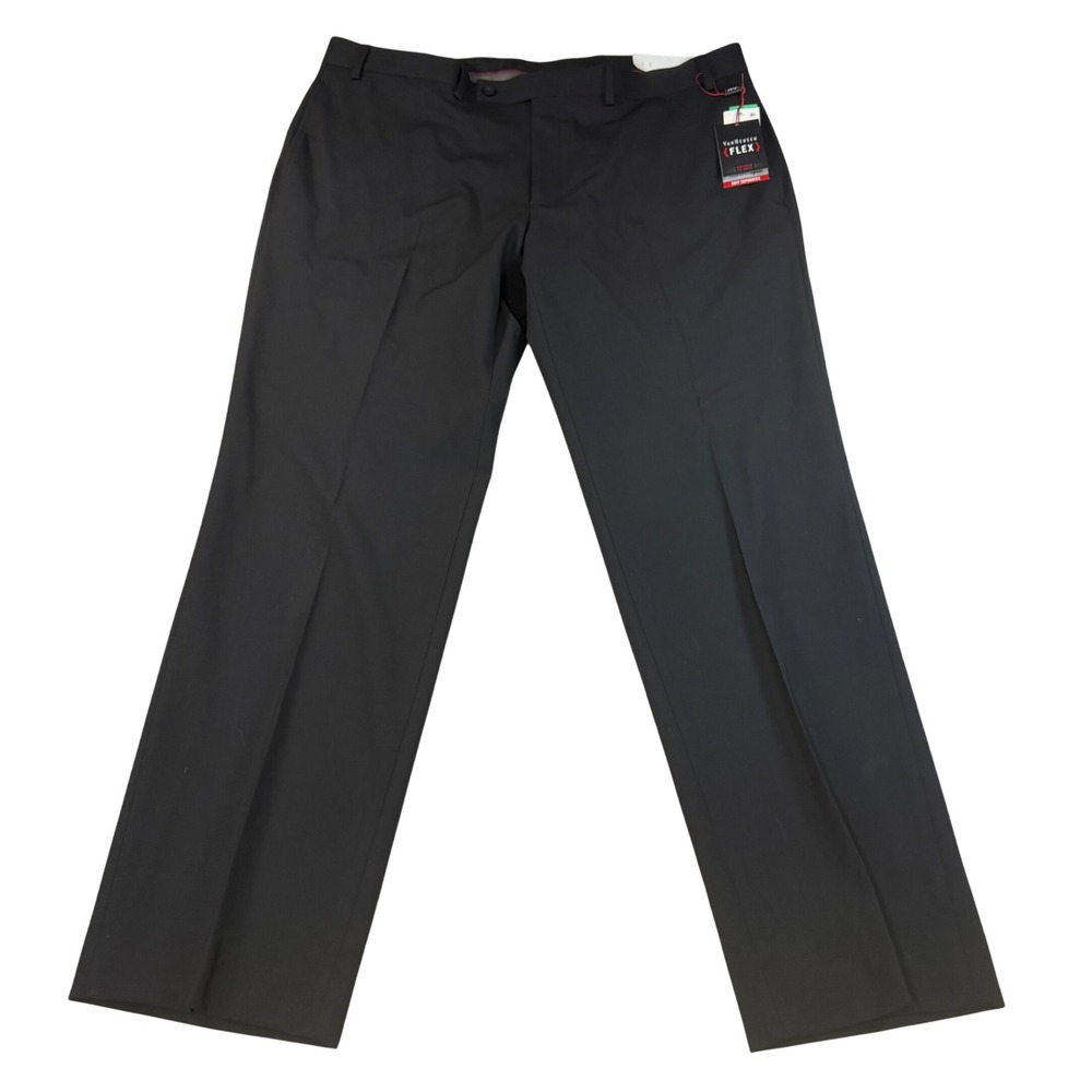Van Heusen Flex Slim Fit Suit Separate Pants Mens 38x30 Black Stretch Wrinkle Re